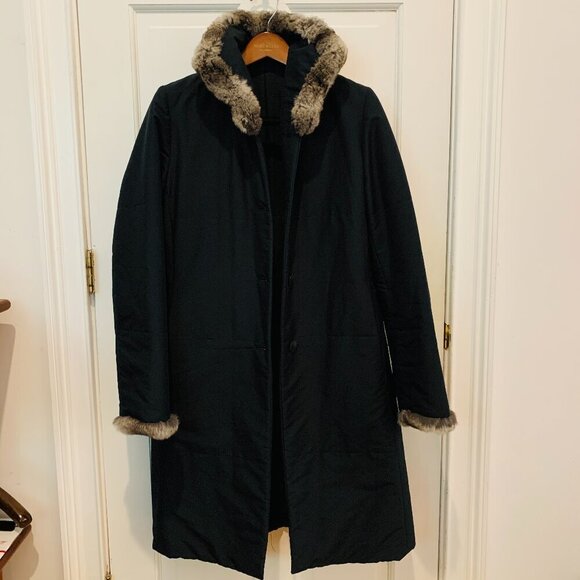 Cinzia Rocca Womens Top Over Coat, Sz 44 IT/ 8 US, Made In Italy Rabbit Fur - Picture 1 of 16